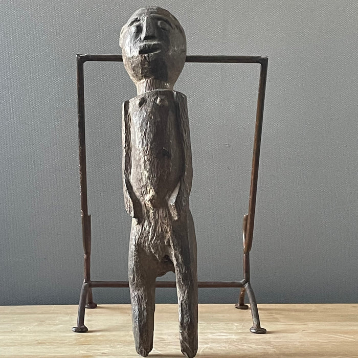 Antique West African Primitive Hand Carved Wood Lobi Bateba Phuwe Shrine Protection Figurine, 3.25"x 14"