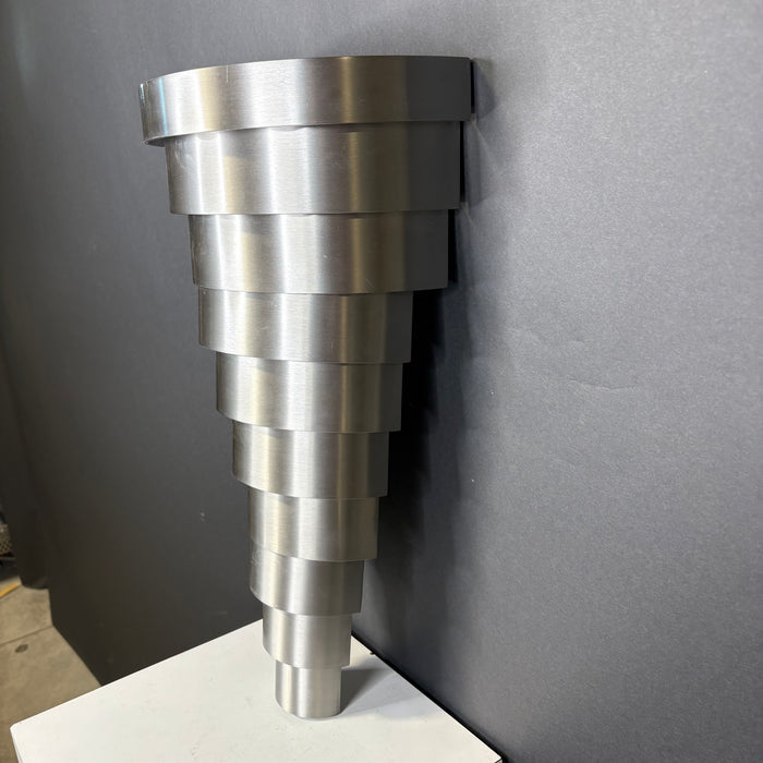 Art Deco Wired Custom 2-Light Tapered Silver Metal Wall Sconce 12”x 21”x 6”