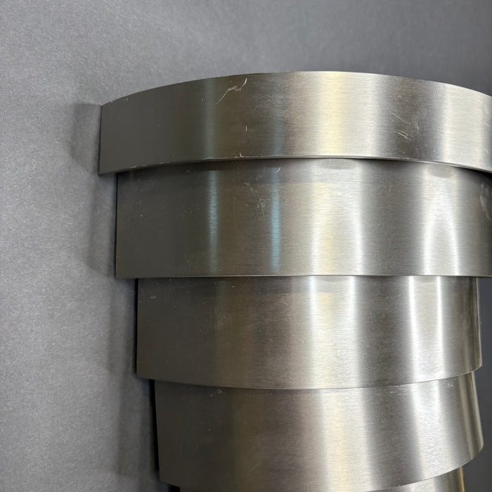 Art Deco Wired Custom 2-Light Tapered Silver Metal Wall Sconce 12”x 21”x 6”
