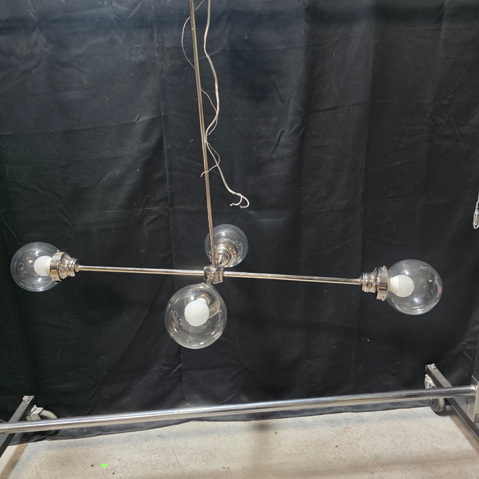 Atwell Collection 4 Light Brushed Nickel Mid-Century Modern Chandelier Clear Glass Bulbs 48"x24"x34"