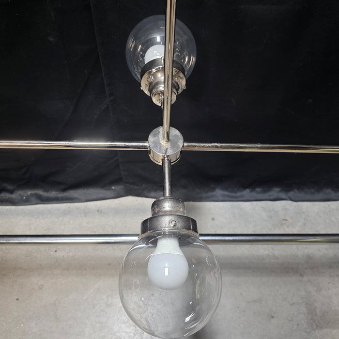 Atwell Collection 4 Light Brushed Nickel Mid-Century Modern Chandelier Clear Glass Bulbs 48"x24"x34"