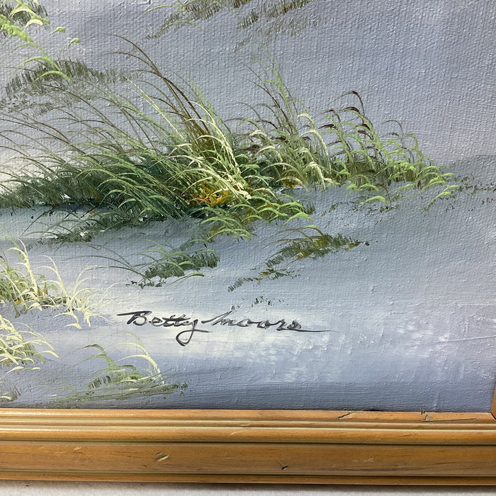 Betty Moore Signed Original Landscape Painting In Wooden Frame 22" x 18"