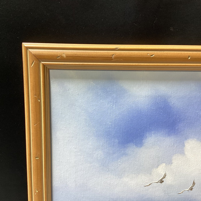 Betty Moore Signed Original Landscape Painting In Wooden Frame 22" x 18"