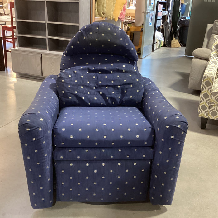 Blue with Silver Star Upholstery Swivel Recliner Chair 36"x 36" to 60"x 40"