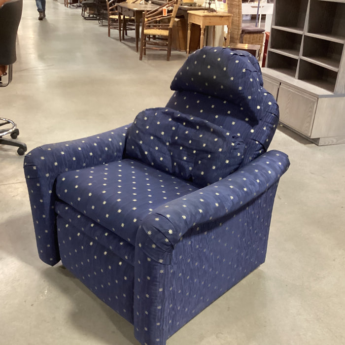 Blue with Silver Star Upholstery Swivel Recliner Chair 36"x 36" to 60"x 40"