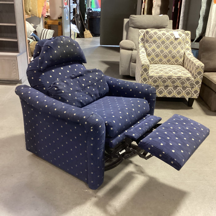 Blue with Silver Star Upholstery Swivel Recliner Chair 36"x 36" to 60"x 40"