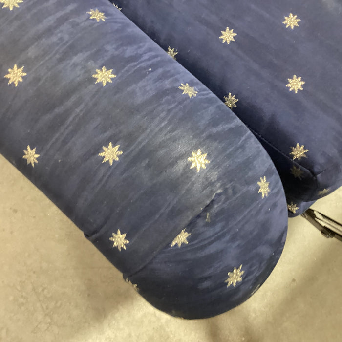Blue with Silver Star Upholstery Swivel Recliner Chair 36"x 36" to 60"x 40"