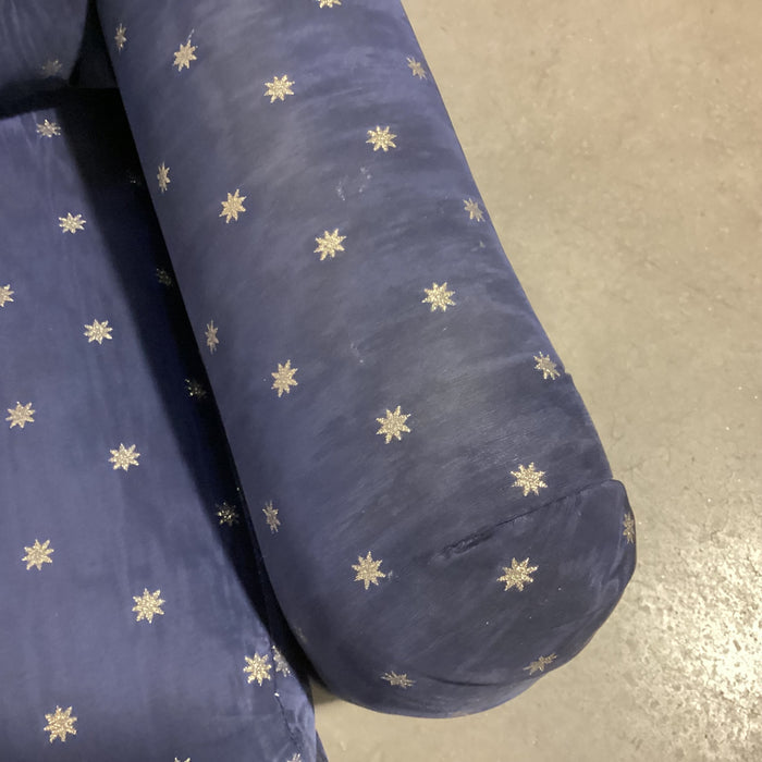 Blue with Silver Star Upholstery Swivel Recliner Chair 36"x 36" to 60"x 40"