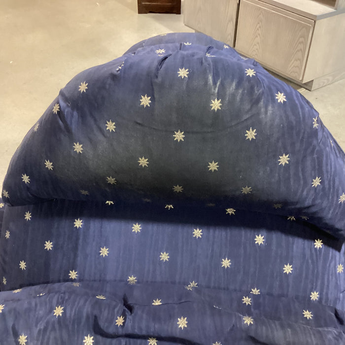 Blue with Silver Star Upholstery Swivel Recliner Chair 36"x 36" to 60"x 40"