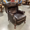 Bradington Young Leather Nailhead Claw & Ball Feet Winged Recliner Chair 34"x 38" to 68"x 40"