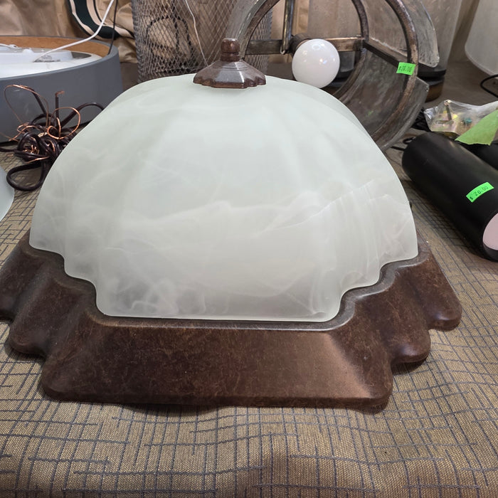 Brand New! Shaped Ceiling Light with Dark Frame and Swirl Glass 12"x12"x7"
