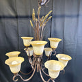 Brushed Bronze 2 Tier 9 Light Wheat Chandelier 31"x 32"