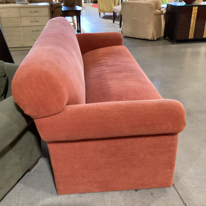 Burnt Orange Woven Chenille Down Mix Roll Arm Sofa 91"x 38"x 34"