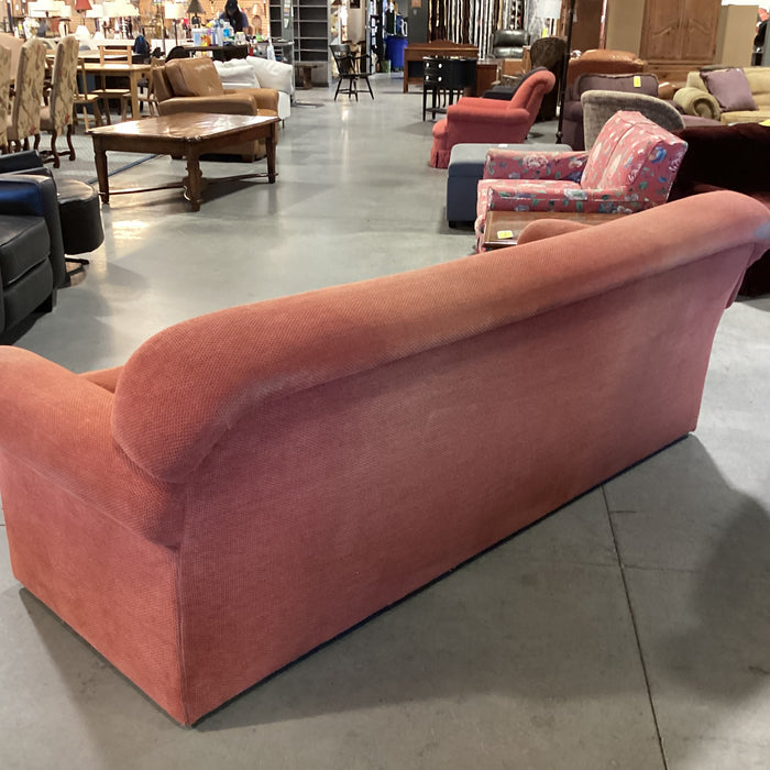 Burnt Orange Woven Chenille Down Mix Roll Arm Sofa 91"x 38"x 34"