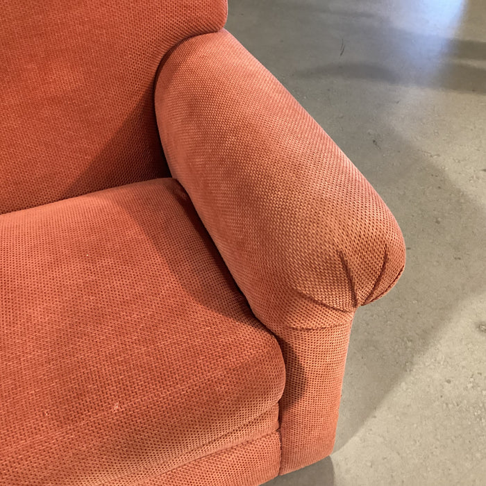 Burnt Orange Woven Chenille Down Mix Roll Arm Sofa 91"x 38"x 34"