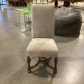 Carved Wood & Dove Grey Suede Leather Chair 22"x 26"x 43"