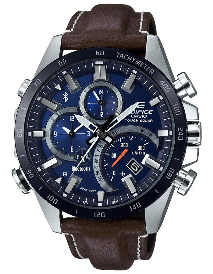 Casio Edifice EQB501 Series Smartphone Link Watch - Stainless Steel - Leather - EQB501XBL-2A