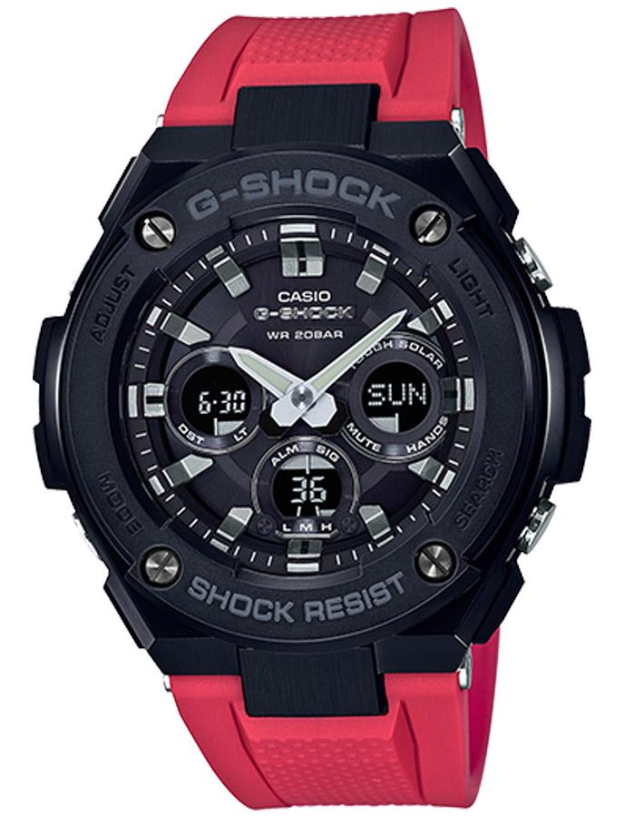 Casio G-Shock G-STEEL Mens - Solar - Digital/Analog - Black/Red -200M -LED Light - GSTS300G-1A4