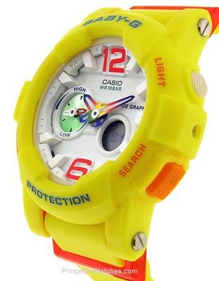 Casio Ladies Baby-G - Analog / Digital - Tide Graph Feature - Yellow Resin Strap - BGA180-9BA