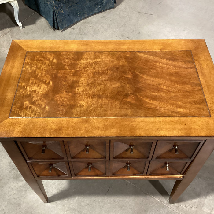 Century Furniture Finished Wood & Burl Veneer 2 Drawer Geometric Look Front Chest 32.5"x 19"x 32.5"