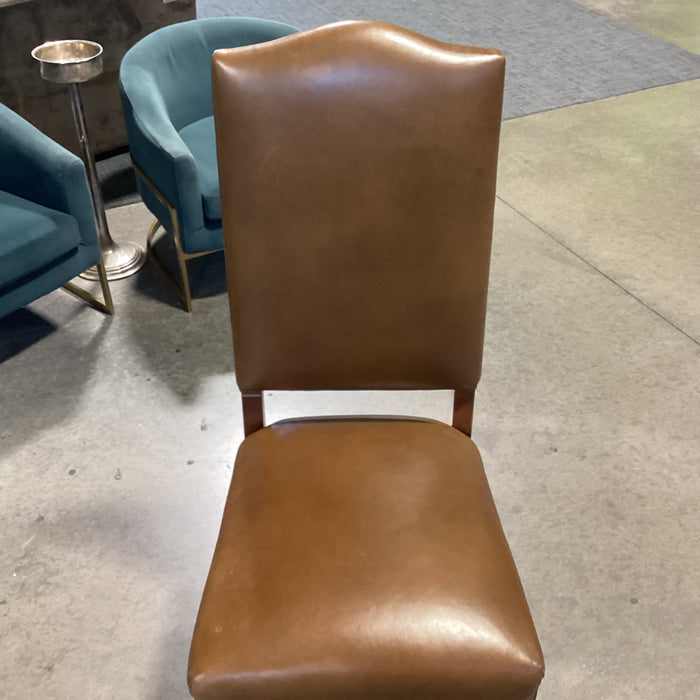 Charles Stewart Co Leather Nailhead & Carved Wood Chair 20"x 22"x 46"