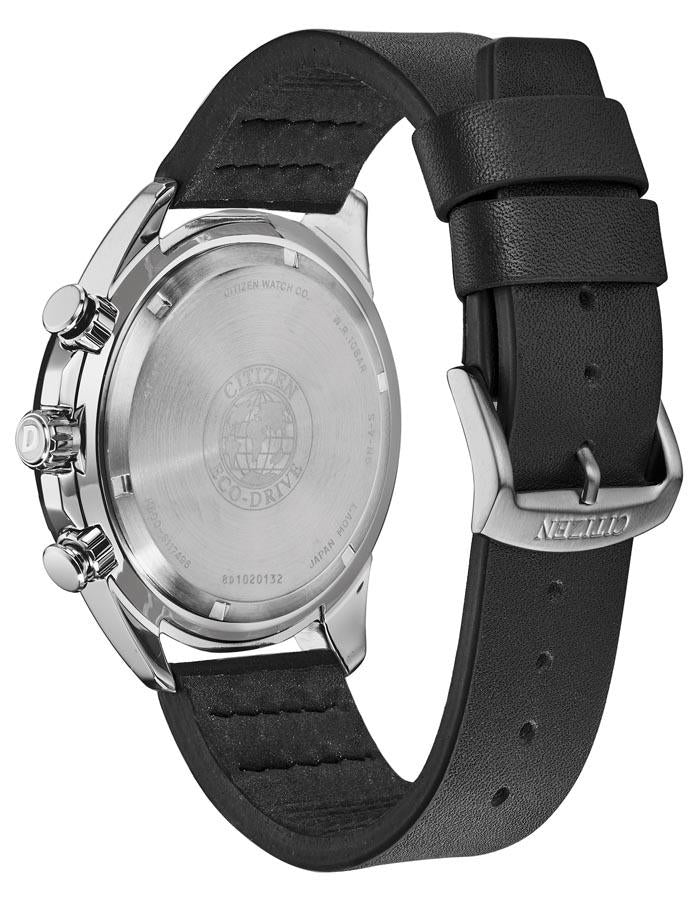 Citizen DRIVE AR Mens Chronograph - Stainless Steel - Green Dial - Black Leather - AT2441-08XA