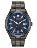 Citizen DRIVE WDR Mens Watch - Gray Ion Plated - Blue Dial - Date - Bracelet - AW1147-52L