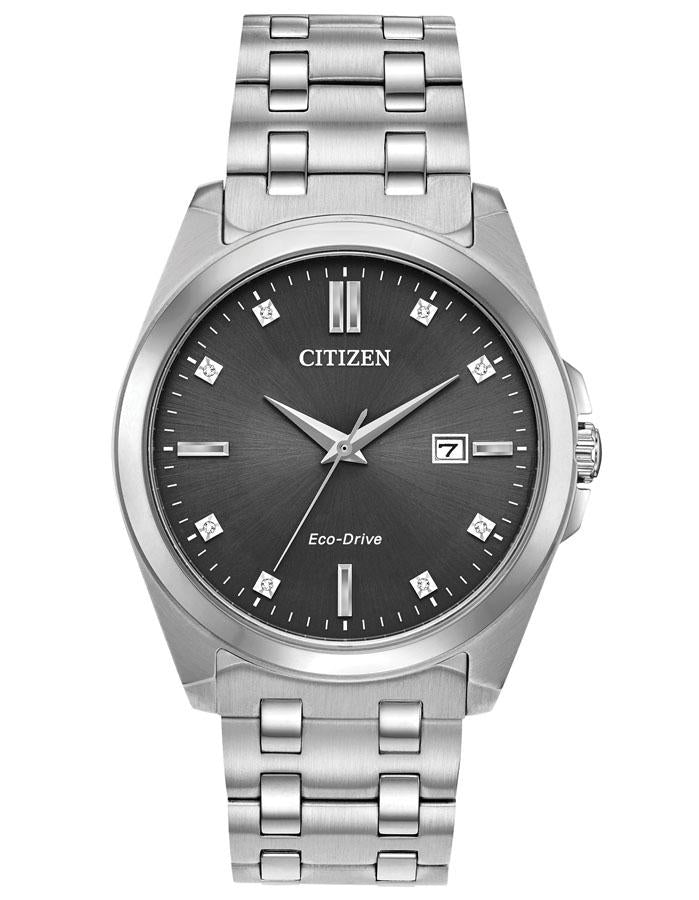 Citizen Eco-Drive Corso -  Stainless Steel - Diamonds - Gray - Date - Bracelet - BM7100-59H