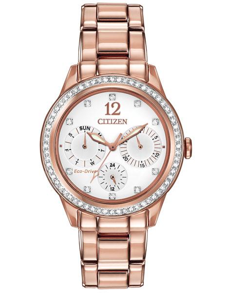 Citizen Eco-Drive Ladies Silhouette Crystal - Pink Gold-Tone Case & Bracelet - FD2013-50A