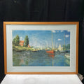 Claude Monet "Red Boats, Argenteuil" Print In Wooden Frame 38" x 27"