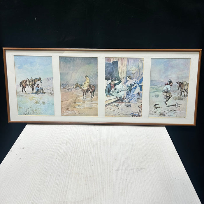 C.M. Russell "Just A Little" 4 Framed Prints 27"x 11"