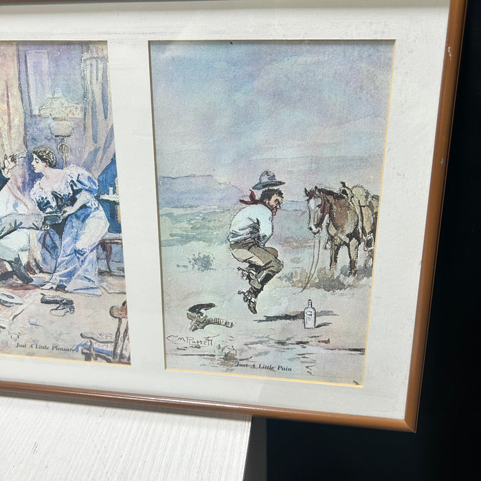 C.M. Russell "Just A Little" 4 Framed Prints 27"x 11"