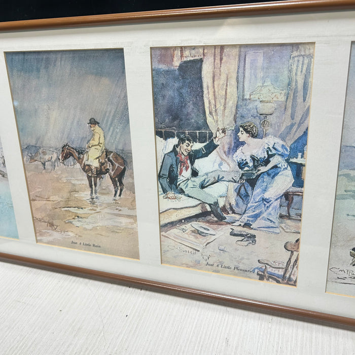 C.M. Russell "Just A Little" 4 Framed Prints 27"x 11"