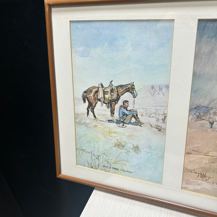 C.M. Russell "Just A Little" 4 Framed Prints 27"x 11"