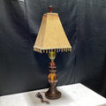 Colorful Bubbled Glass Table Lamp With Beaded Lamp Shade 11" x 33"