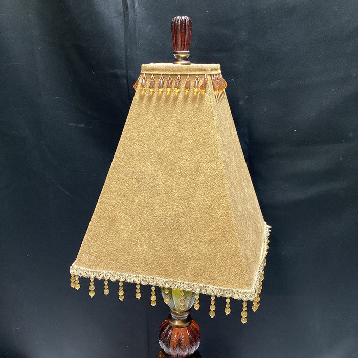Colorful Bubbled Glass Table Lamp With Beaded Lamp Shade 11" x 33"