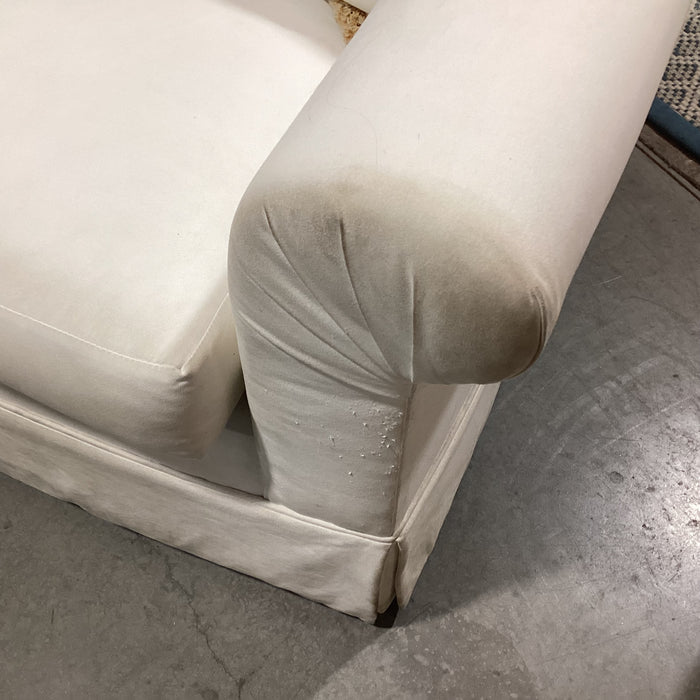 Custom Cream with Gold Tan Fringe Down Mix Roll Arm Sofa 85"x 40"x 31"