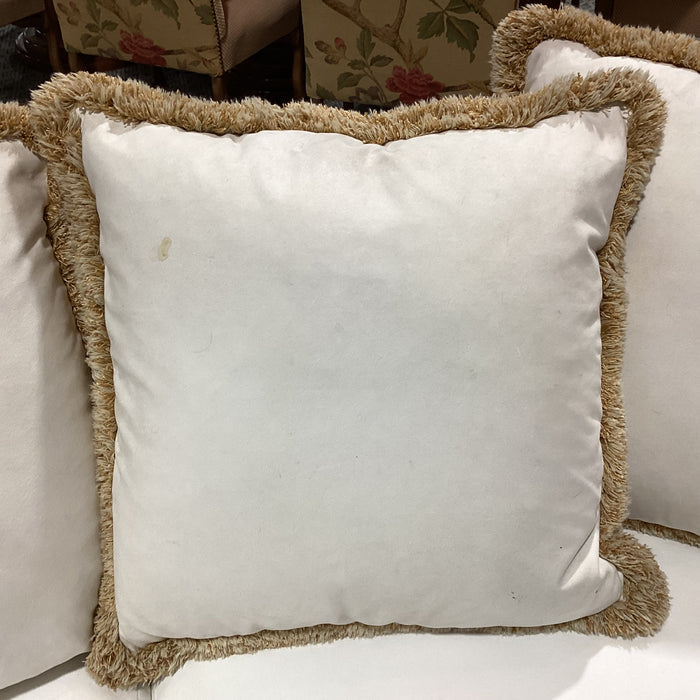 Custom Cream with Gold Tan Fringe Down Mix Roll Arm Sofa 85"x 40"x 31"