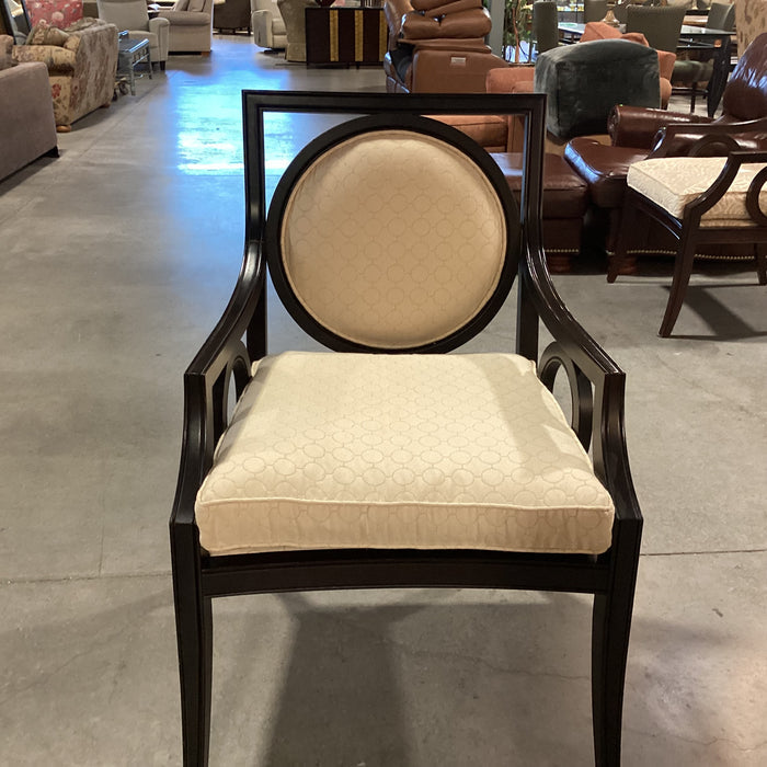 Custom Dark Finish Wood Circle Design & Cream Down Mix Chair 27"x 27"x 39"