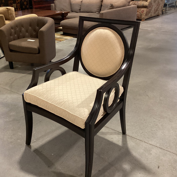 Custom Dark Finish Wood Circle Design & Cream Down Mix Chair 27"x 27"x 39"