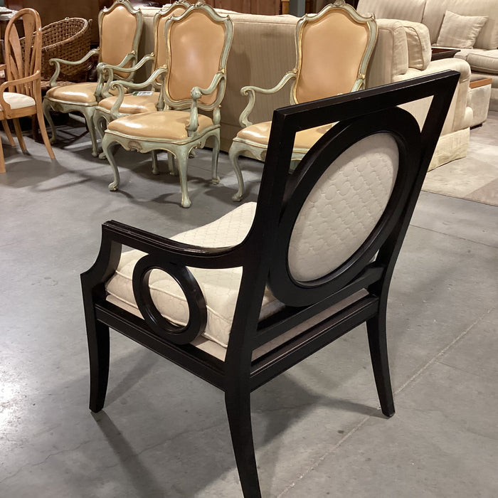 Custom Dark Finish Wood Circle Design & Cream Down Mix Chair 27"x 27"x 39"