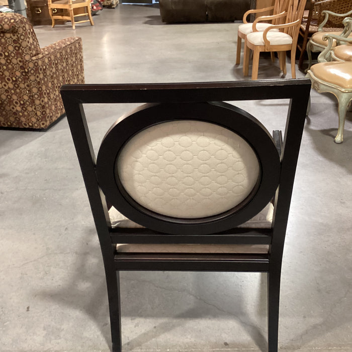Custom Dark Finish Wood Circle Design & Cream Down Mix Chair 27"x 27"x 39"