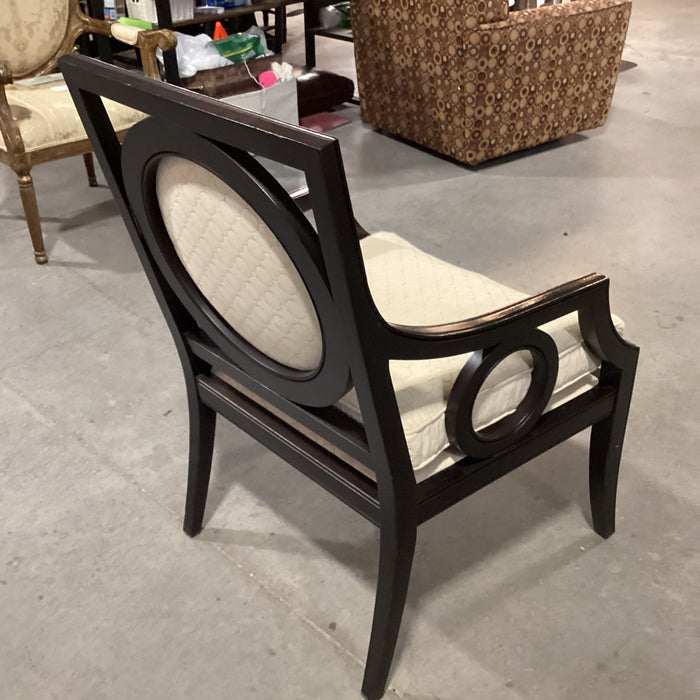 Custom Dark Finish Wood Circle Design & Cream Down Mix Chair 27"x 27"x 39"