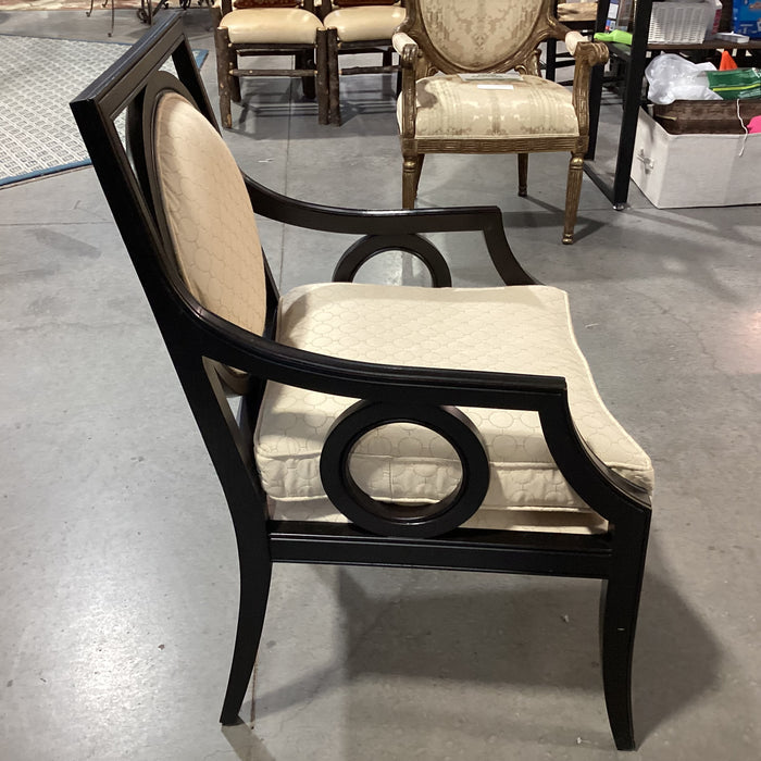 Custom Dark Finish Wood Circle Design & Cream Down Mix Chair 27"x 27"x 39"