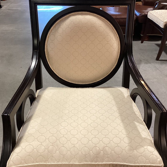 Custom Dark Finish Wood Circle Design & Cream Down Mix Chair 27"x 27"x 39"
