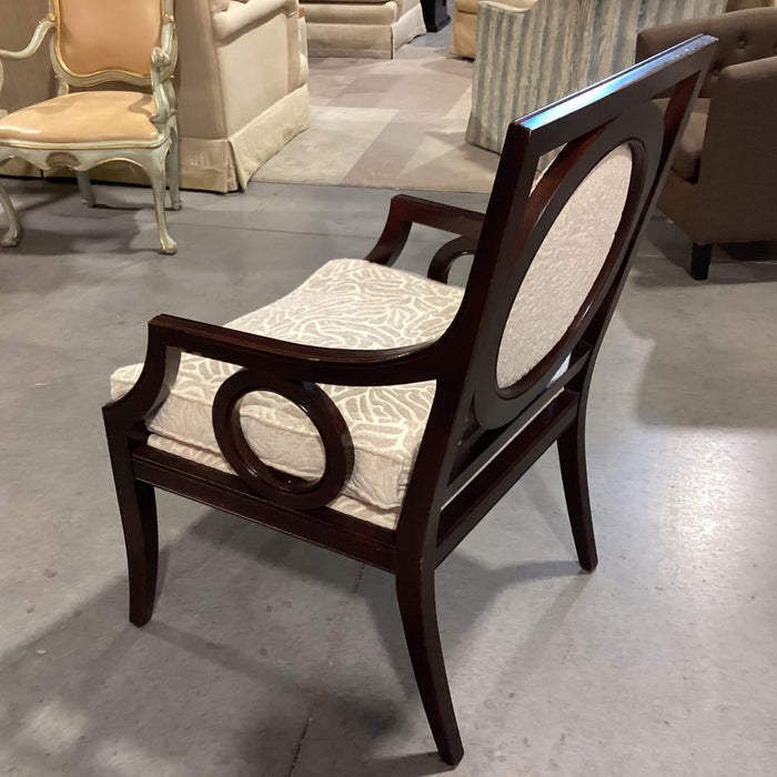 Custom Dark Finish Wood Circle Design with Cream & Raised Chenille Down Mix Chair 27"x 27"x 39"