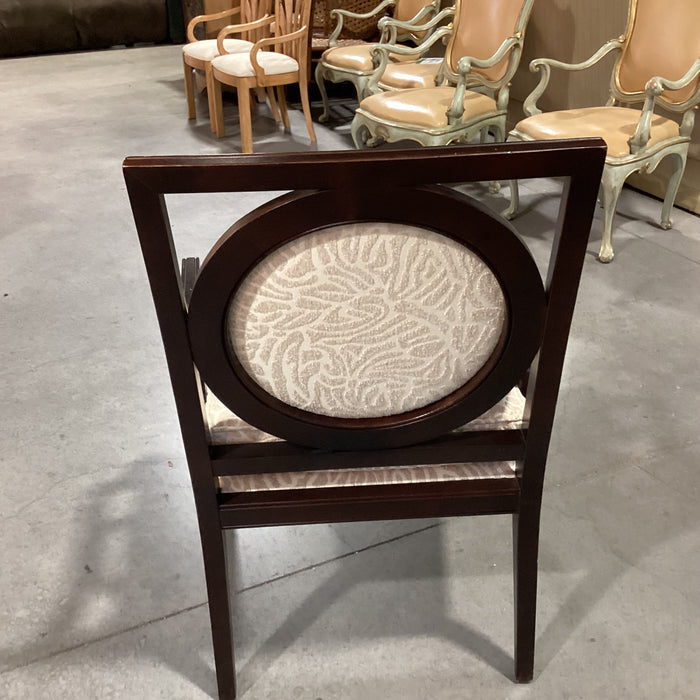 Custom Dark Finish Wood Circle Design with Cream & Raised Chenille Down Mix Chair 27"x 27"x 39"