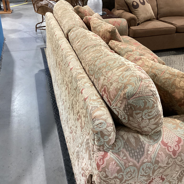 Custom Gold Orange Green Ornate Floral Down Mix Sofa 96"x 42"x 31"
