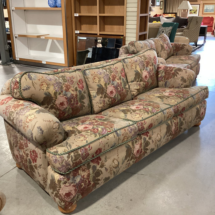 D. Langston Floral Needle Point Style with Piping & Down Mix Sofa 86"x 39"x 29"