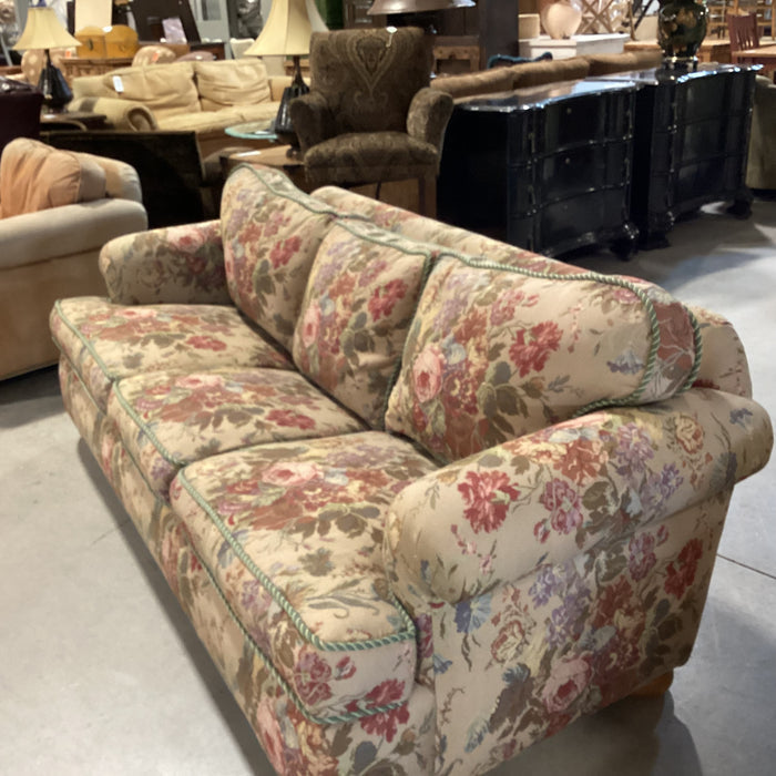 D. Langston Floral Needle Point Style with Piping & Down Mix Sofa 86"x 39"x 29"